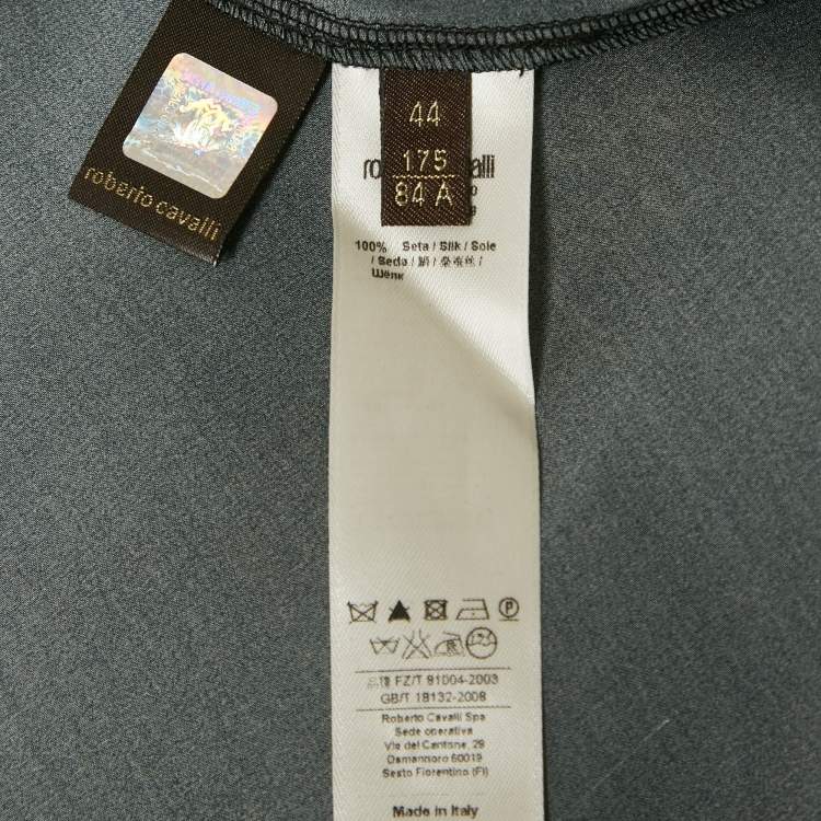 Pre Owned Roberto Cavalli Pink/Black Printed Silk Maxi Skirt M