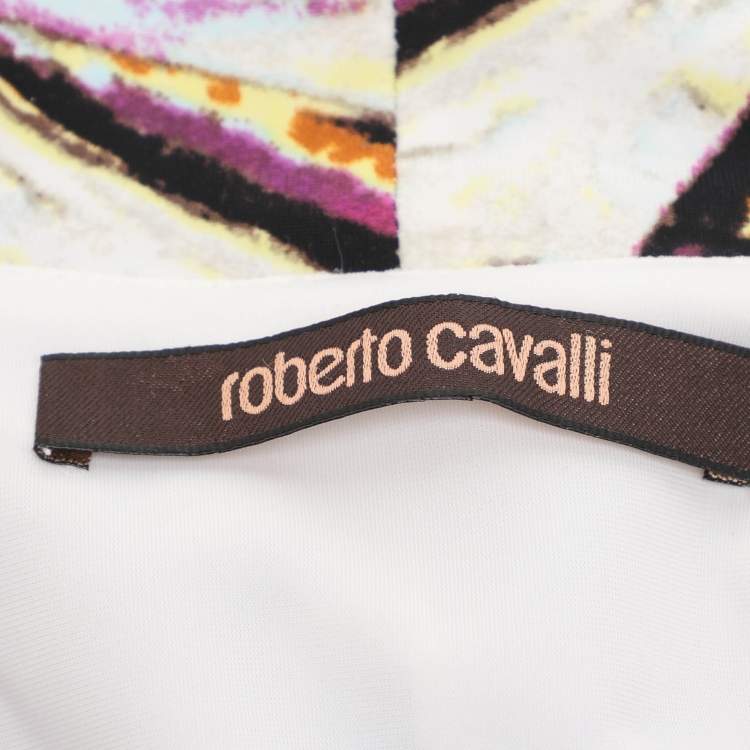 مملوكة مسبقًا Roberto Cavalli Multicolor Printed Stretch Satin Mini Dress M