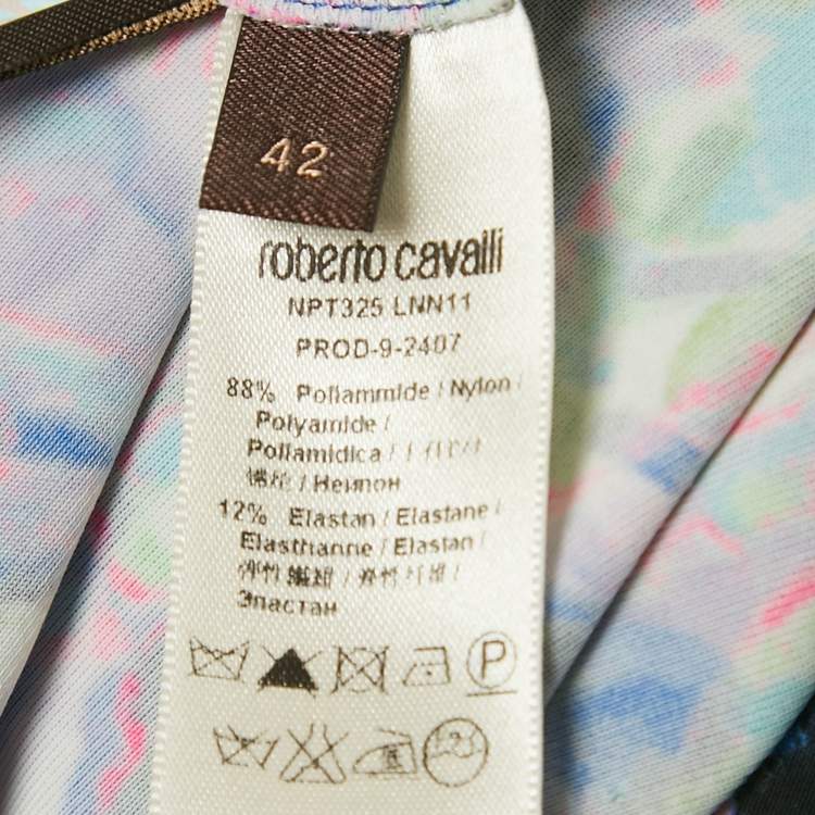 Pre Owned Roberto Cavalli Purple Printed Jersey Maxi Skirt M