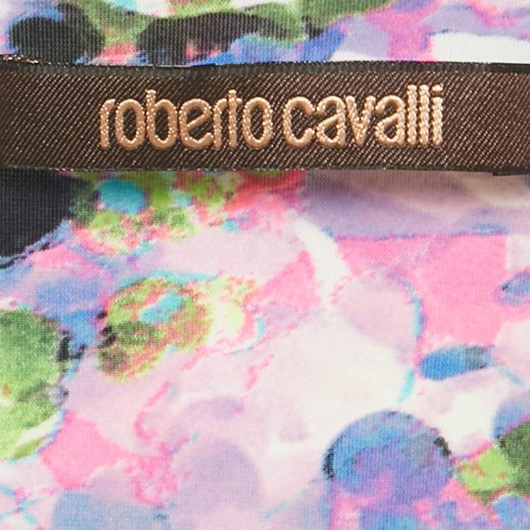 Pre Owned Roberto Cavalli Purple Printed Jersey Maxi Skirt M