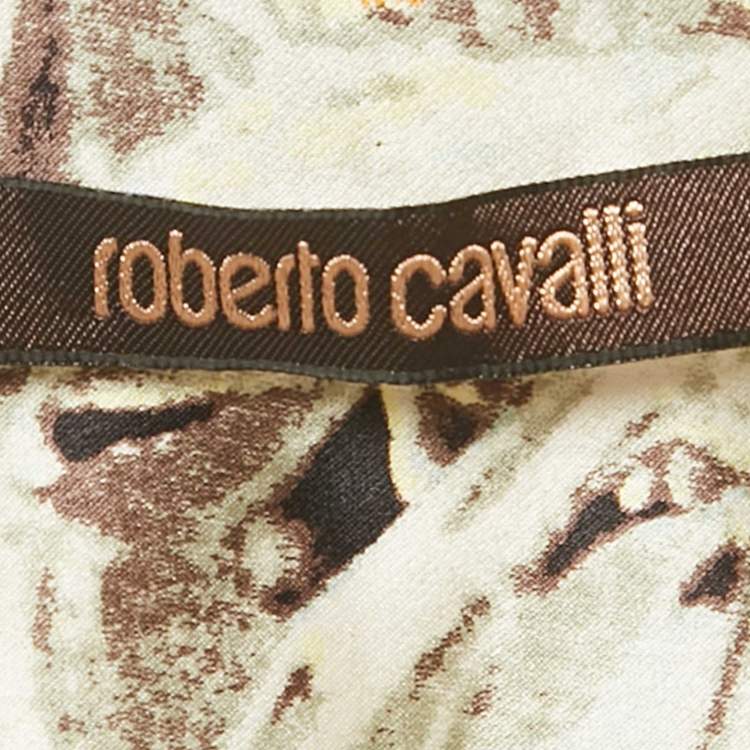 Pre Owned Roberto Cavalli Multicolor Printed Silk Maxi Skirt L