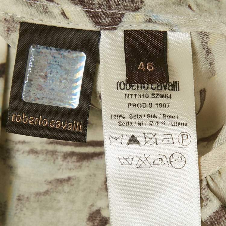 Pre Owned Roberto Cavalli Multicolor Printed Silk Maxi Skirt L