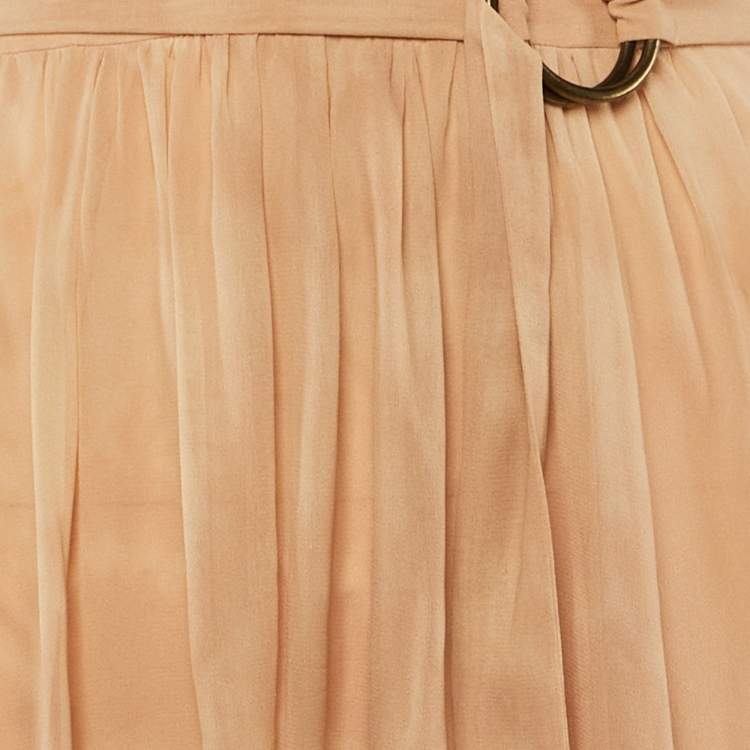 Pre Owned Roberto Cavalli Beige Tie Dye Silk Belted Maxi Skirt S 