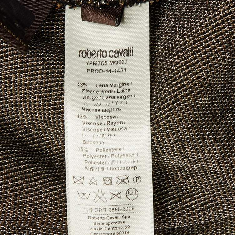 مملوكة مسبقًا Roberto Cavalli Black Eagle Patterned Lurex Knit Short Dress S  