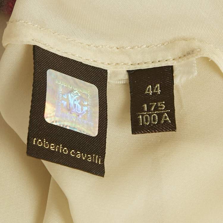 Pre Owned Roberto Cavalli Multicolor Floral Print Silk Tunic Top M