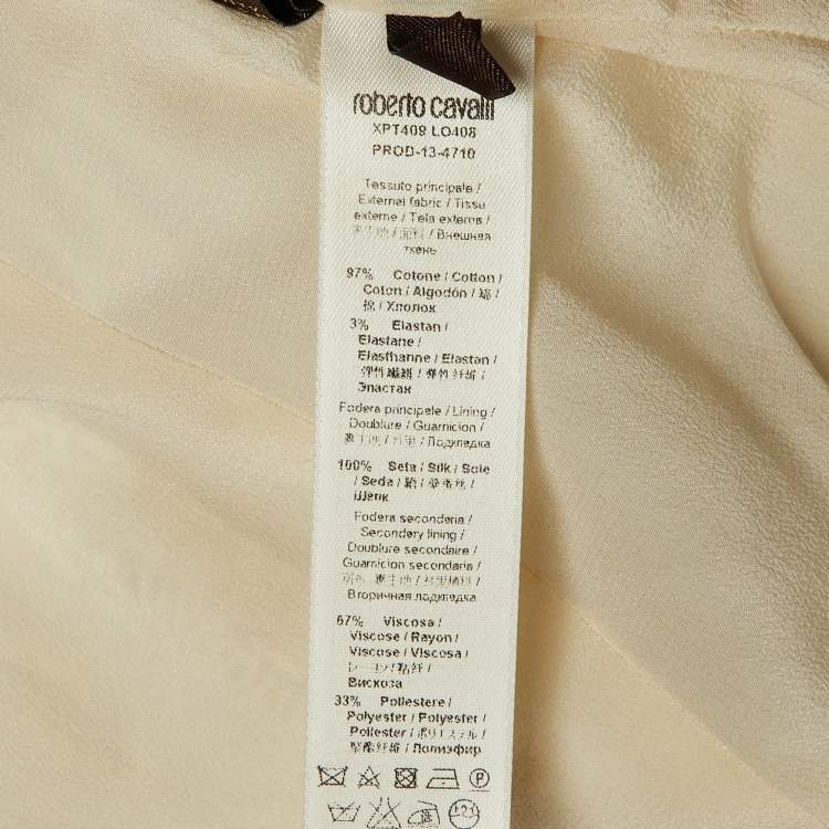 Pre Owned Roberto Cavalli Ivory/Grey Paisley Print Cotton Jacket S