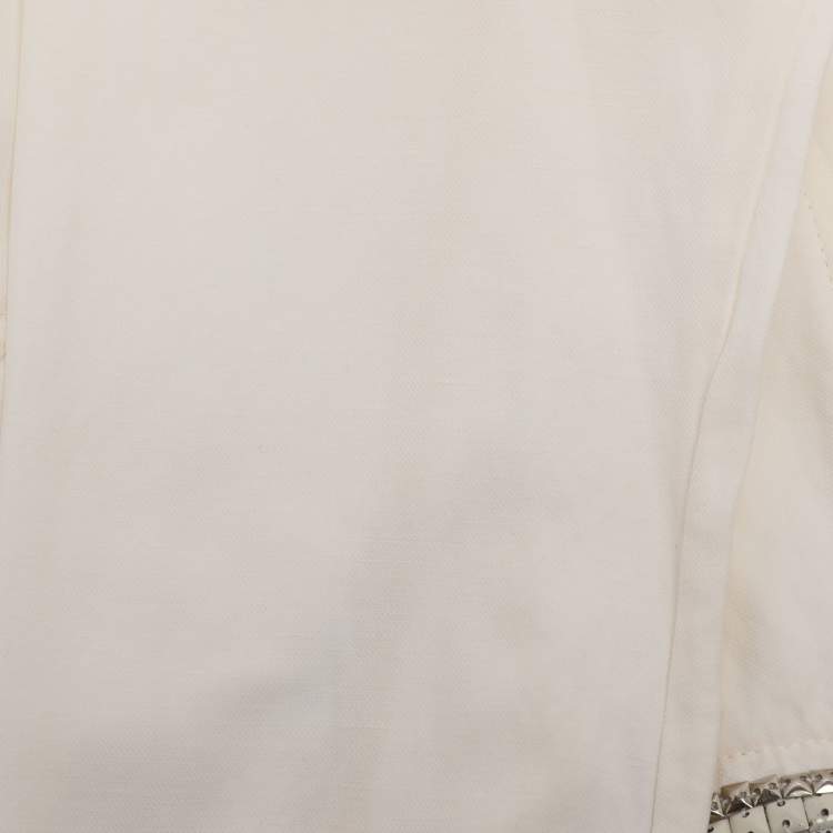 Pre Owned Roberto Cavalli Cream Linen Blend Zip Jacket M