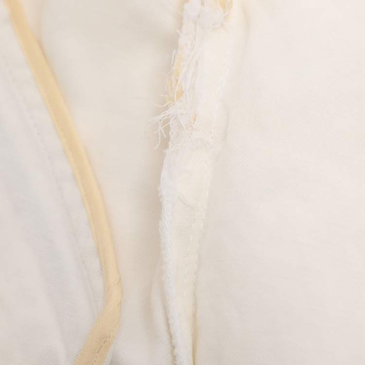 Pre Owned Roberto Cavalli Cream Linen Blend Zip Jacket M