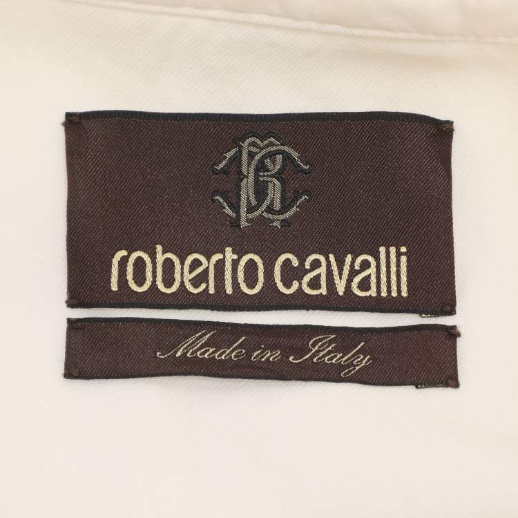 Pre Owned Roberto Cavalli Cream Linen Blend Zip Jacket M