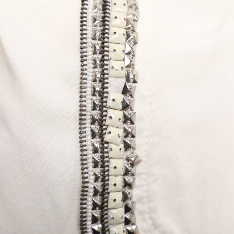 Pre Owned Roberto Cavalli Cream Linen Blend Zip Jacket M