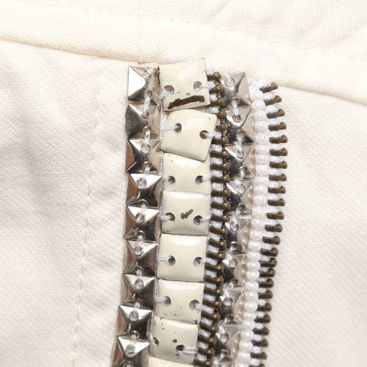 Pre Owned Roberto Cavalli Cream Linen Blend Zip Jacket M