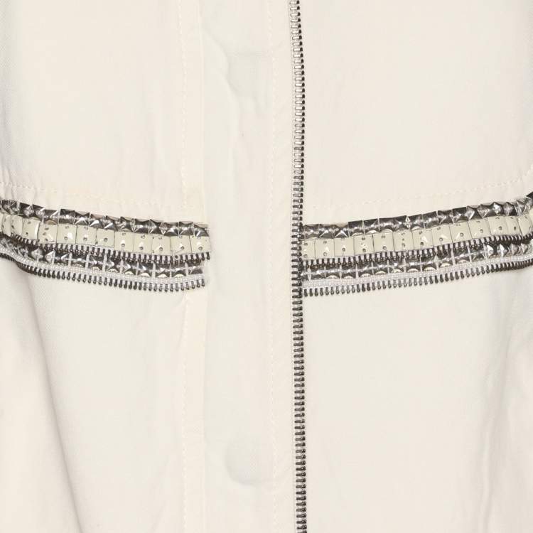 Pre Owned Roberto Cavalli Cream Linen Blend Zip Jacket M
