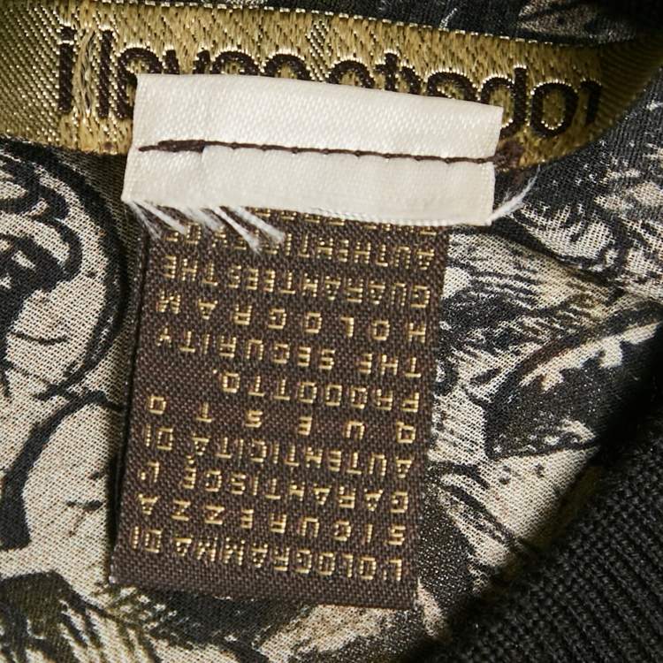 Pre Owned Roberto Cavalli Yellow /Black Printed Silk Tunic Top S 