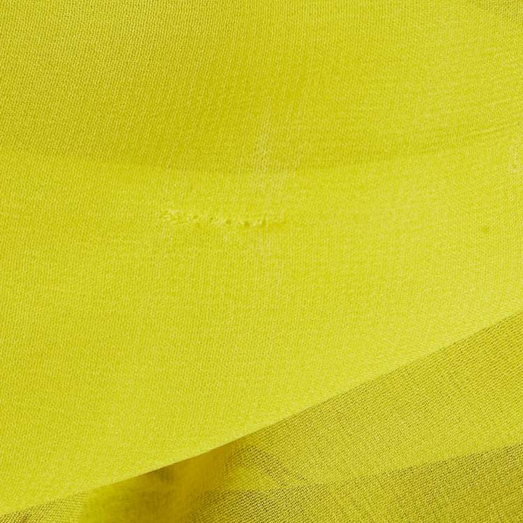 Pre Owned Roberto Cavalli Yellow /Black Printed Silk Tunic Top S 