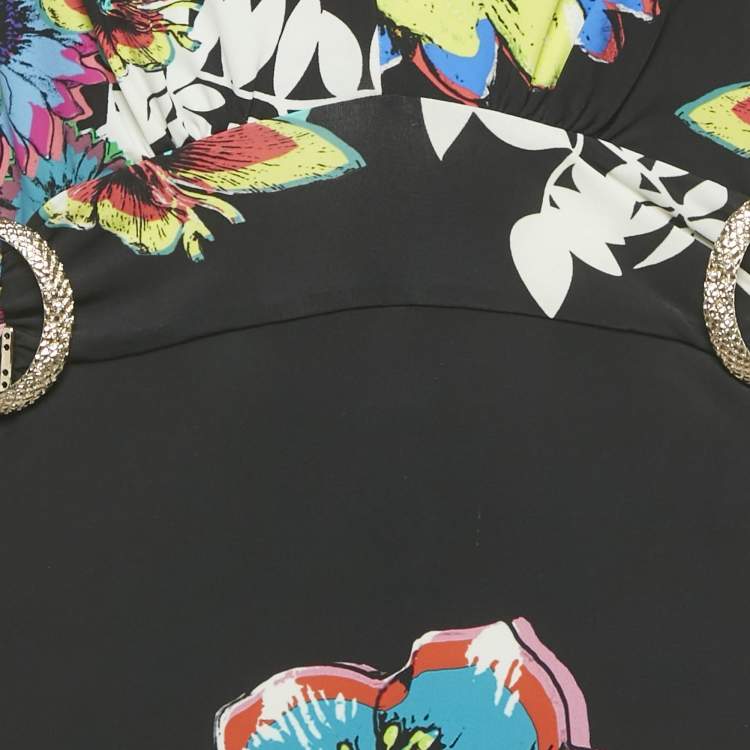 Pre Owned Roberto Cavalli Multicolor Printed Jersey Maxi Dress L