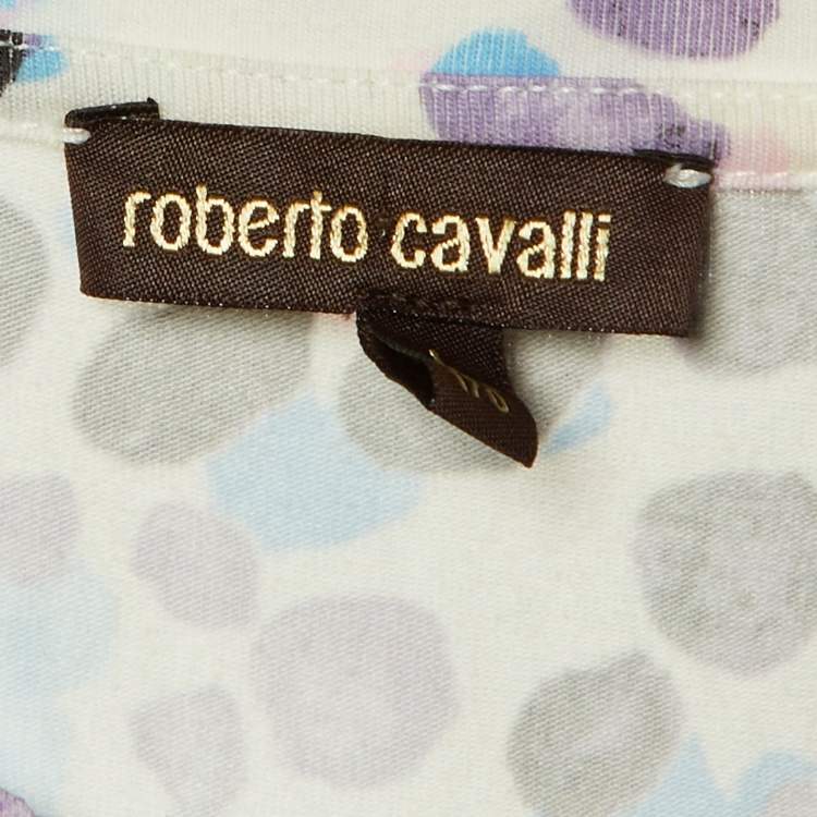 Pre Owned Roberto Cavalli Kids White Printed Cotton Flared Dress L (14-16 Yrs)