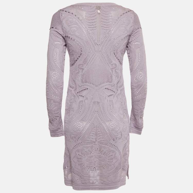 Pre Owned Roberto Cavalli Lavender Knit Mini Dress S 