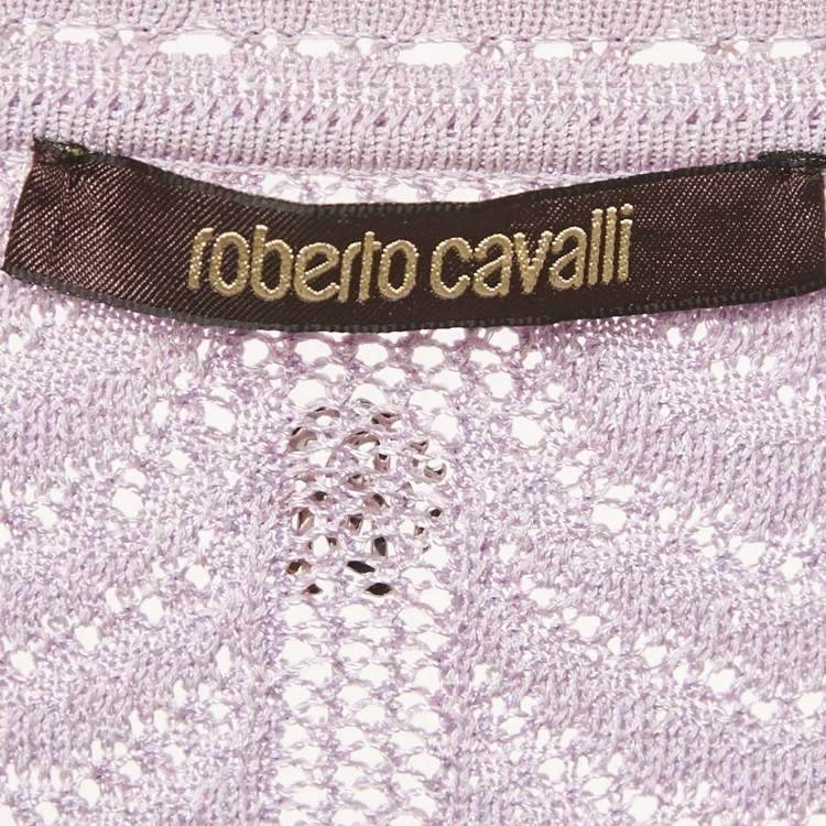 Pre Owned Roberto Cavalli Lavender Knit Mini Dress S 