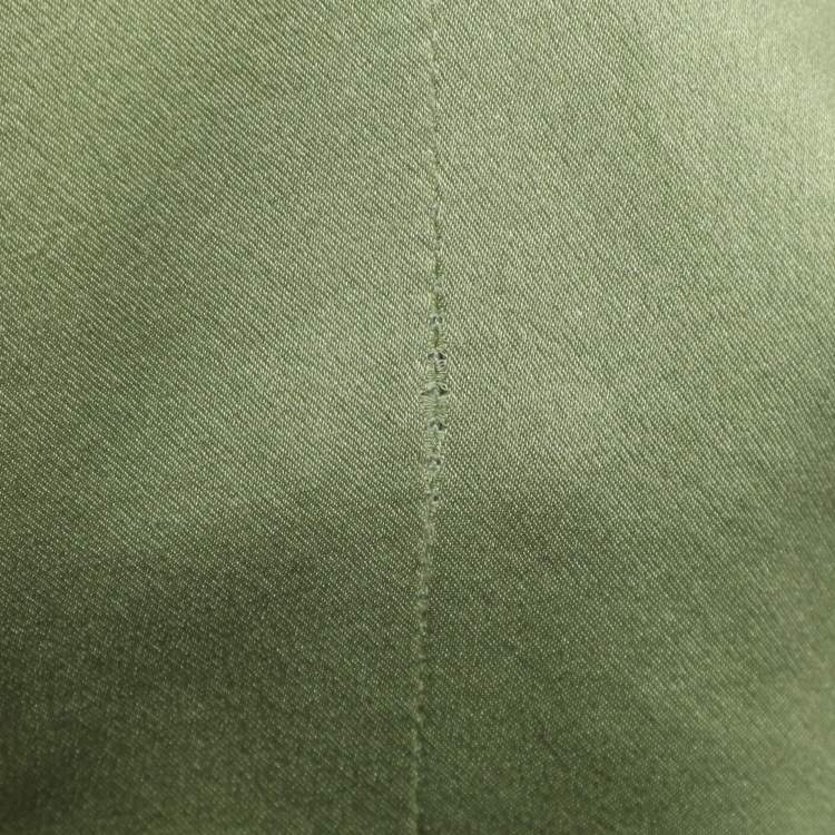 Pre Owned Roberto Cavalli Green Satin Long Sleeve Tops L