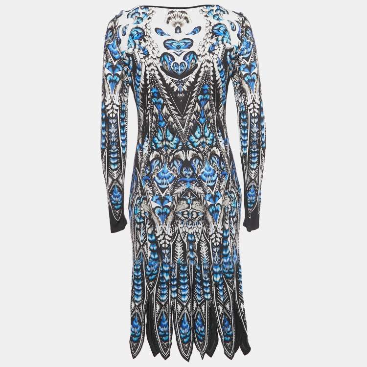 مملوكة مسبقًا Roberto Cavalli Blue Printed Jersey Long Sleeve Dress M