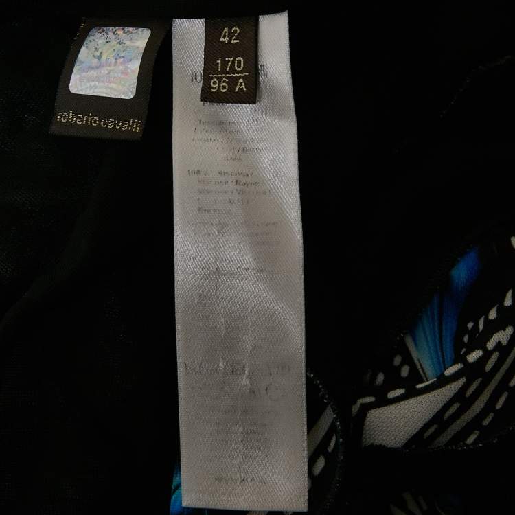 مملوكة مسبقًا Roberto Cavalli Blue Printed Jersey Long Sleeve Dress M