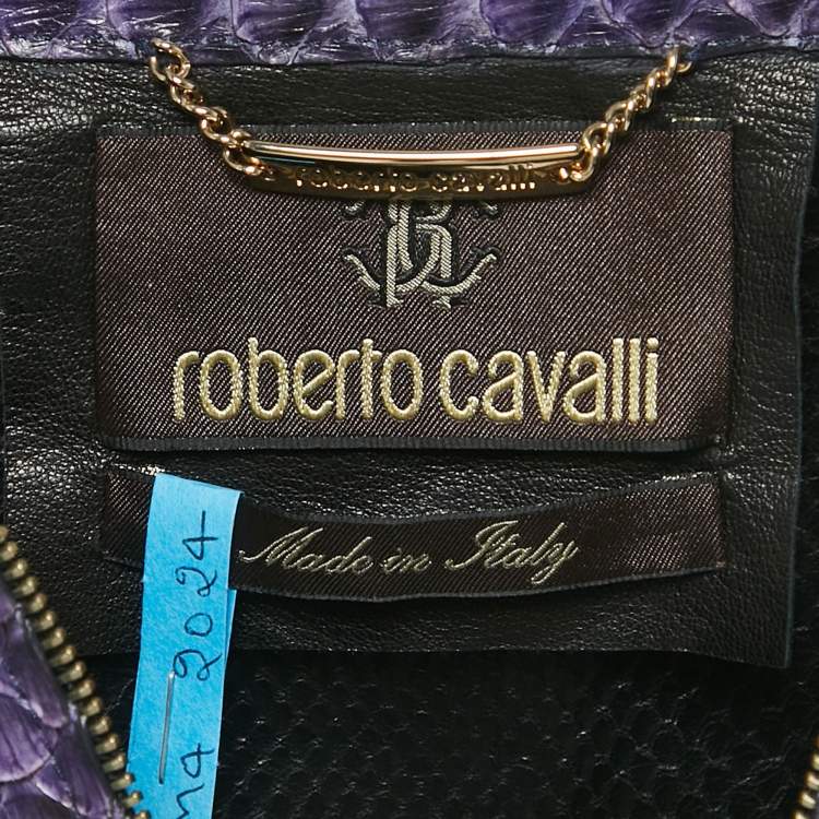 Pre Owned Roberto Cavalli Python Leather Zip Up Jacket M