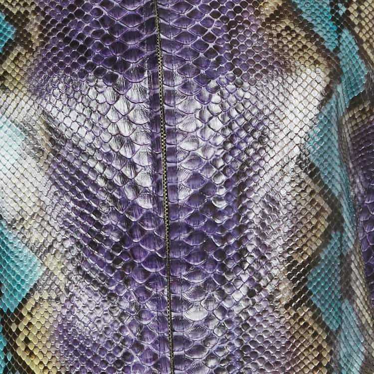 Pre Owned Roberto Cavalli Python Leather Zip Up Jacket M
