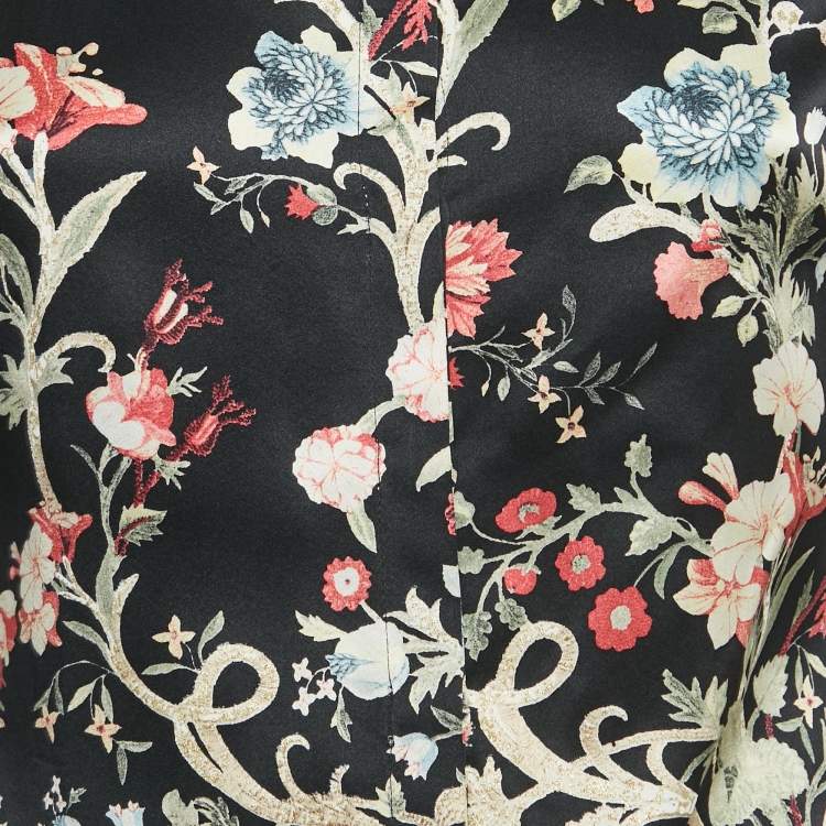 Pre Owned Roberto Cavalli Black Printed Silk Shirt S