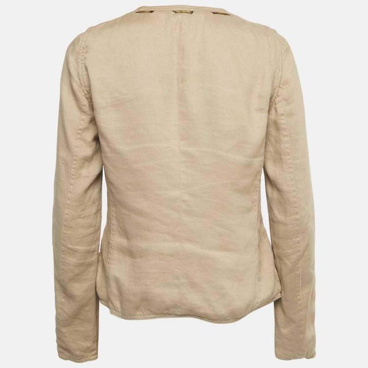 مملوكة مسبقًا Roberto Cavalli Beige Linen Blend Zip-Up Jacket S