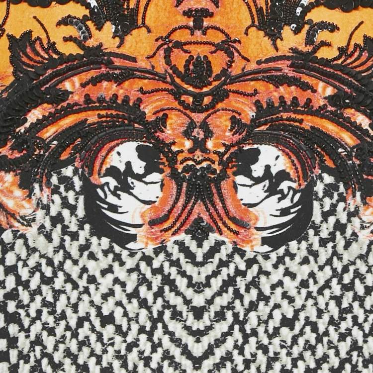 مملوكة مسبقًا Roberto Cavalli Black/White Beaded Crepe Shift Dress M