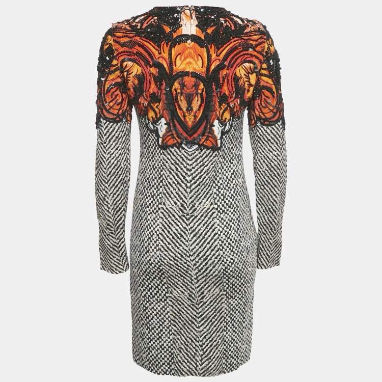 مملوكة مسبقًا Roberto Cavalli Black/White Beaded Crepe Shift Dress M