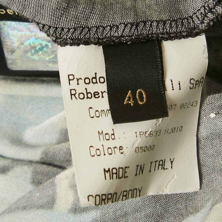 Pre Owned Roberto Cavalli Black Floral Print Jersey Off Shoulder Top S