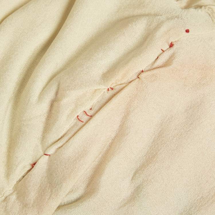 Pre Owned Roberto Cavalli Red/Black Printed Jersey V-Neck Top S