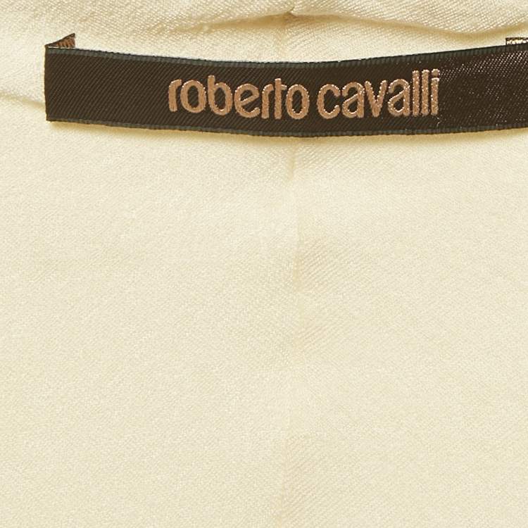 Pre Owned Roberto Cavalli Red/Black Printed Jersey V-Neck Top S