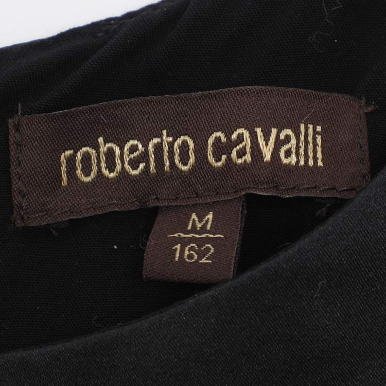 مملوكة مسبقًا Roberto Cavalli Black Multicolor Printed Satin Mini Dress M