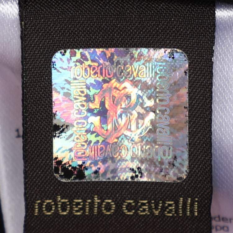 مملوكة مسبقًا Roberto Cavalli Black Multicolor Printed Satin Mini Dress M