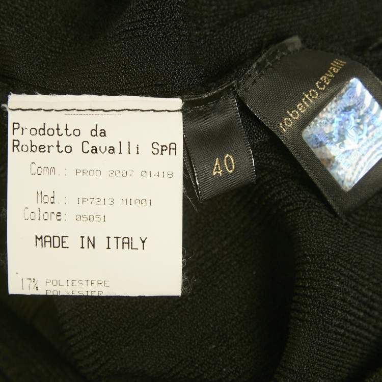 Pre Owned Roberto Cavalli Black Knit Long Sleeve Top S