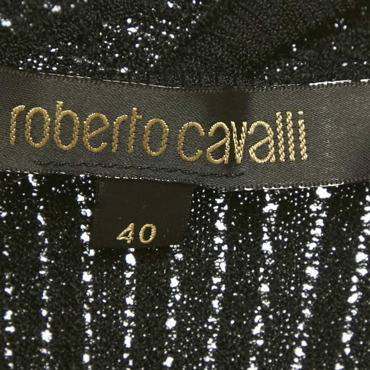 Pre Owned Roberto Cavalli Black Knit Long Sleeve Top S