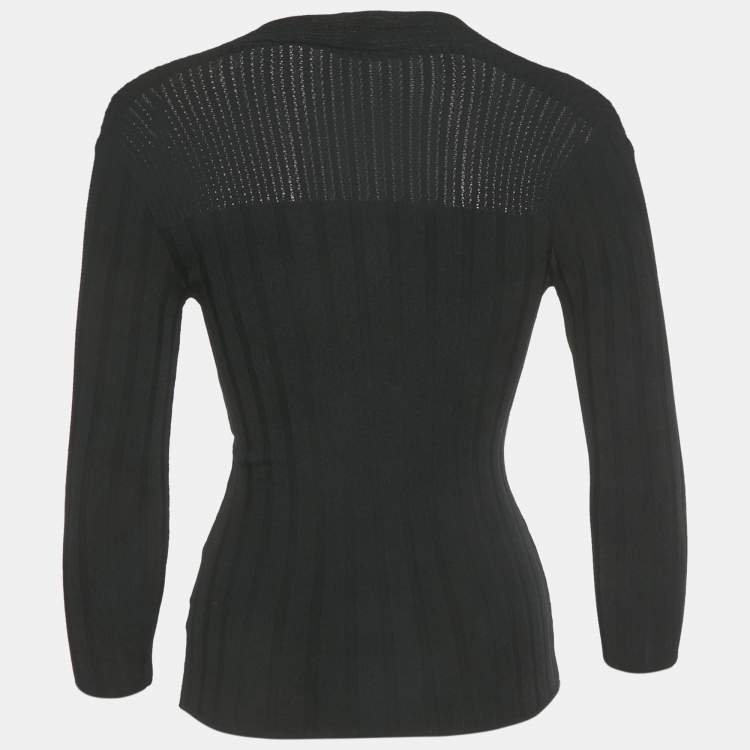 Pre Owned Roberto Cavalli Black Knit Long Sleeve Top S