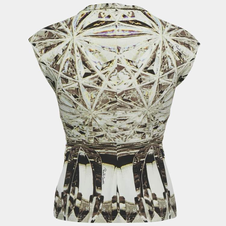 Pre Owned Roberto Cavalli Multicolor Print Jersey Sleeveless Top S