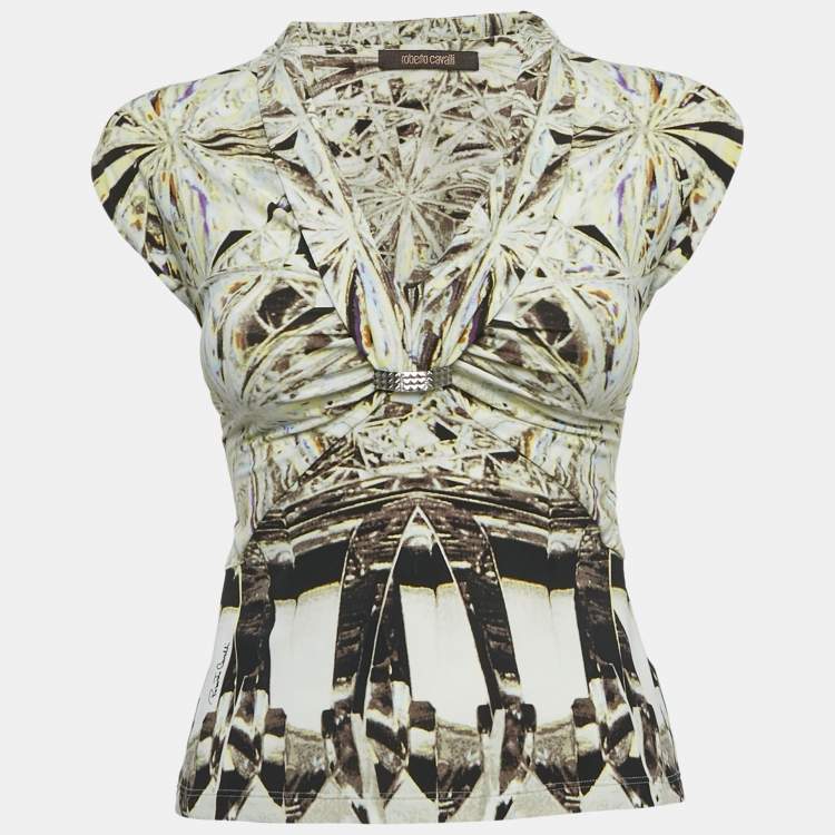 Pre Owned Roberto Cavalli Multicolor Print Jersey Sleeveless Top S