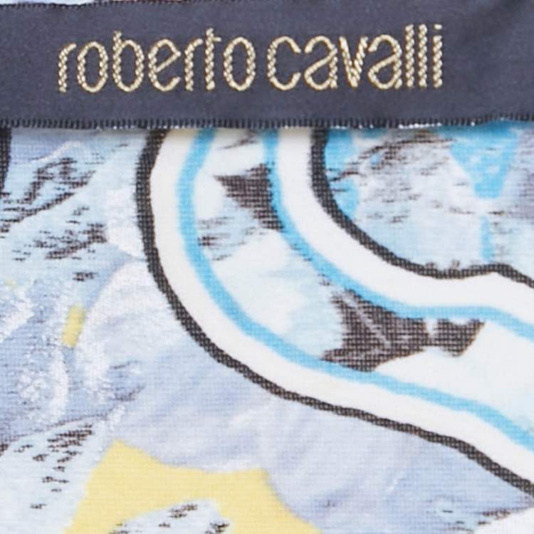 Pre Owned Roberto Cavalli Multicolor Print Jersey Short Sleeve Top S