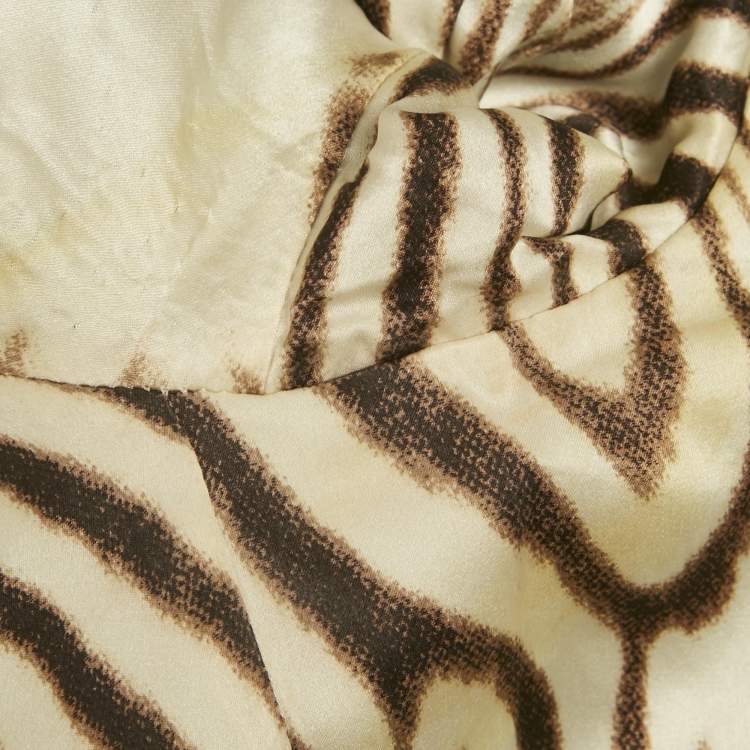 Pre Owned Roberto Cavalli Black Floral Applique Linen Blend Blazer M