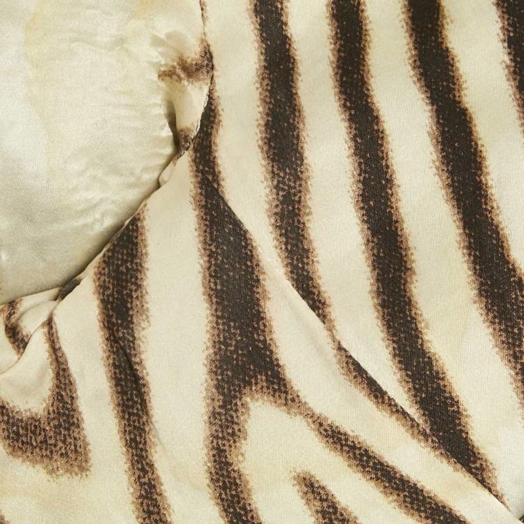 Pre Owned Roberto Cavalli Black Floral Applique Linen Blend Blazer M