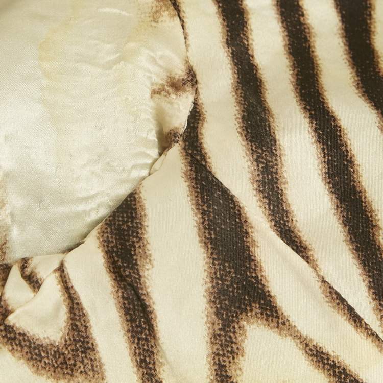 Pre Owned Roberto Cavalli Black Floral Applique Linen Blend Blazer M