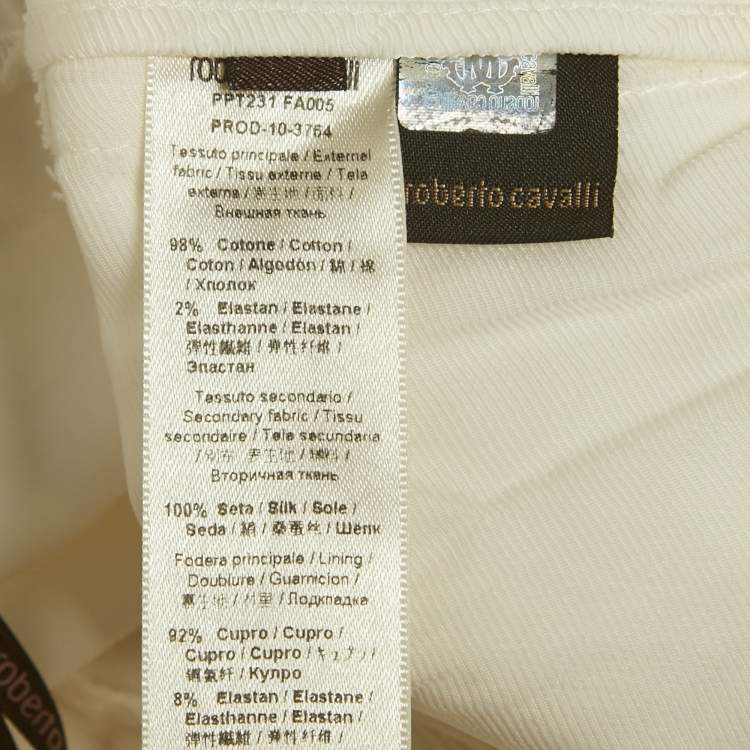 Pre Owned Roberto Cavalli White Cotton Skinny Trousers M