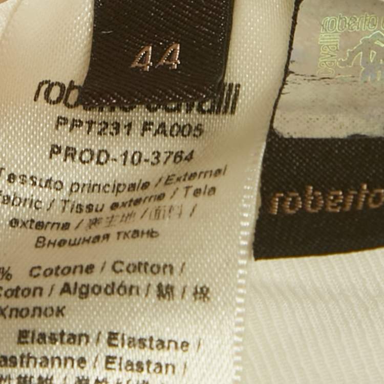 Pre Owned Roberto Cavalli White Cotton Skinny Trousers M