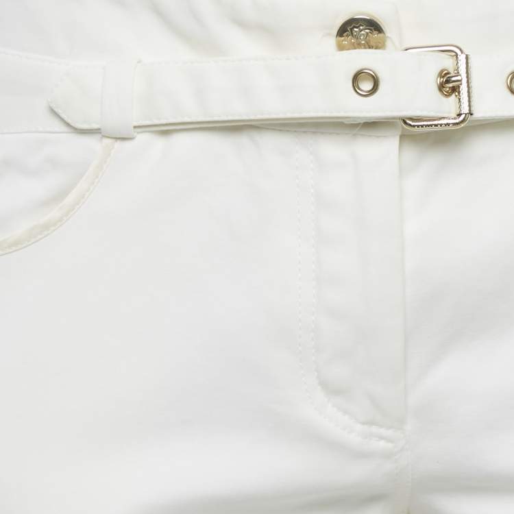 Pre Owned Roberto Cavalli White Cotton Skinny Trousers M
