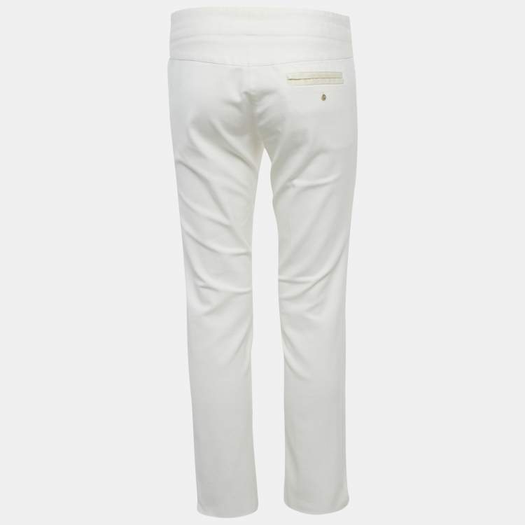 Pre Owned Roberto Cavalli White Cotton Skinny Trousers M