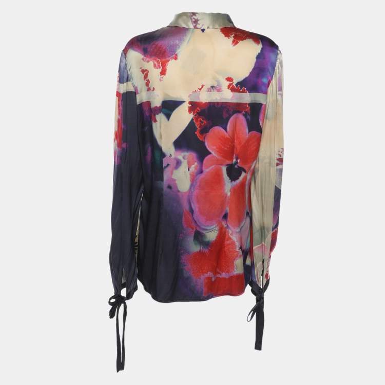 Pre Owned Roberto Cavalli Multicolor Printed Silk Shirt L